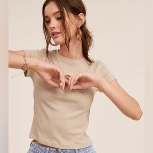 90s Baby Tee in Beige